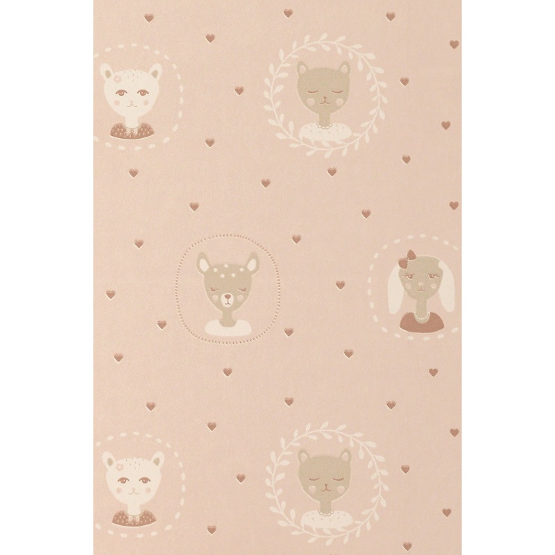 Majvillan Wallpaper Hearts Dusty Warm Pink (Pre-Order; Est. Delivery in 2-3 Weeks)