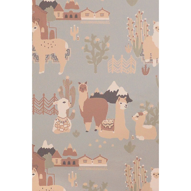 Majvillan Wallpaper Lama Village Afternoon Blue (Pre-Order; Est. Delivery in 2-3 Weeks)