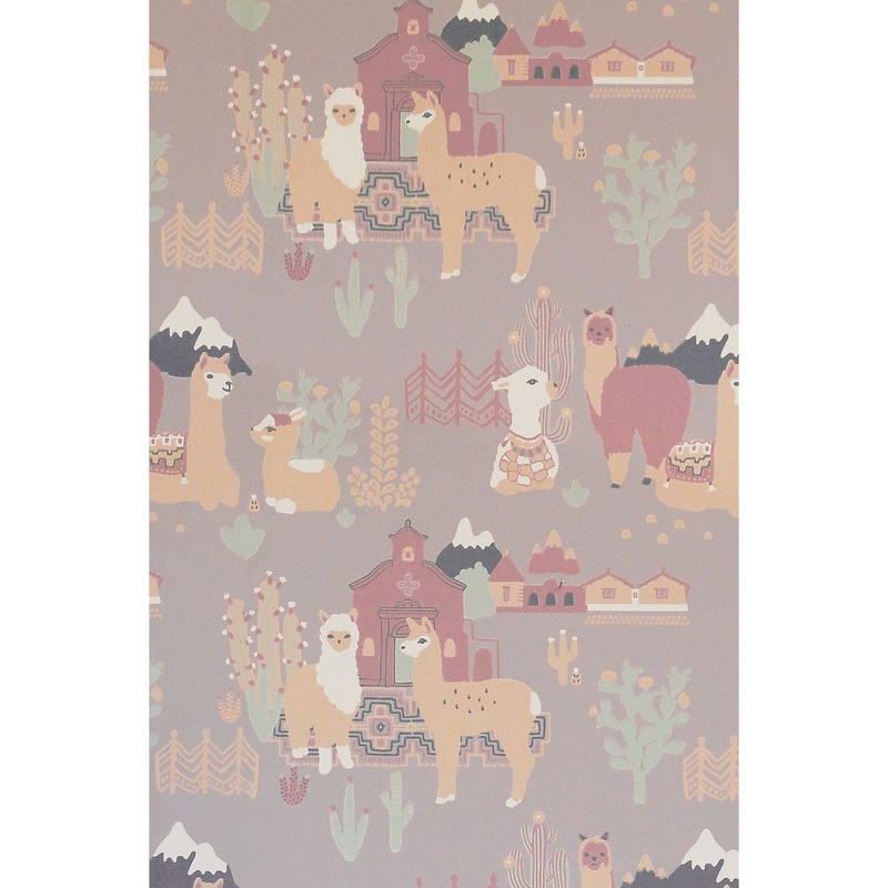 Majvillan Wallpaper Lama Village Evening Lilac (Pre-Order; Est. Delivery in 2-3 Weeks)