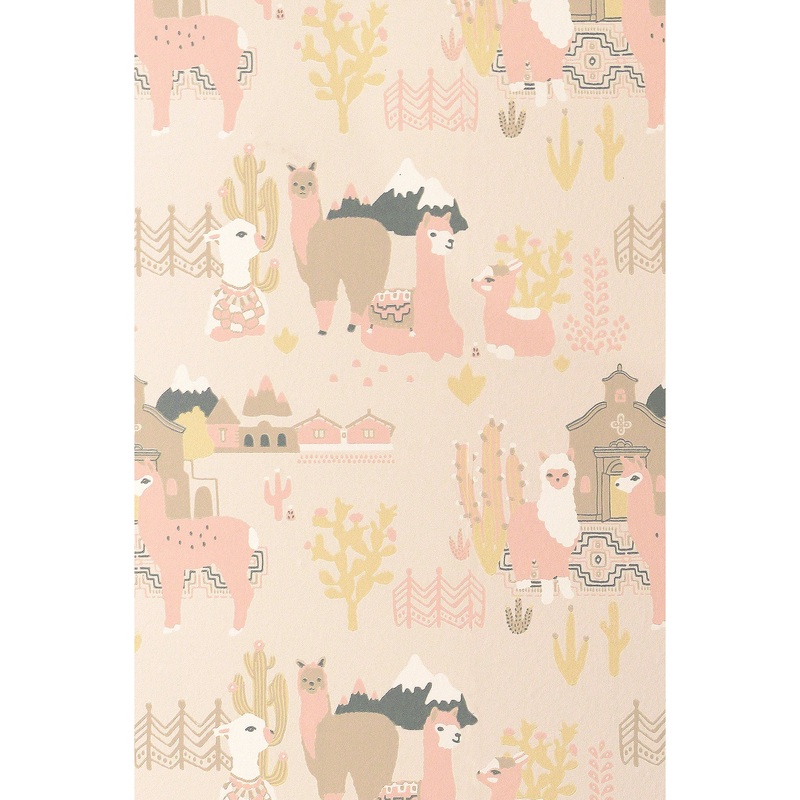 Majvillan Wallpaper Lama Village Light Sunny Pink (Pre-Order; Est. Delivery in 2-3 Weeks)