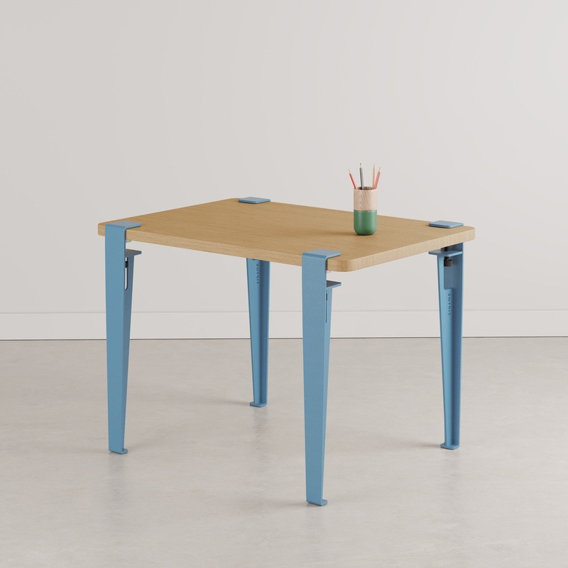 TIPTOE KIDS Desk - Solid Oak Tabletop with Legs - Whale Blue - 70x50cm