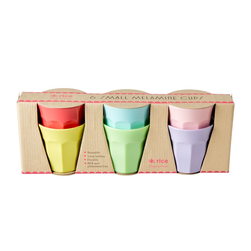 Rice DK Melamine Cup in Assorted 'Yippie Yippie Yeah' Colors - Small - 6 pcs