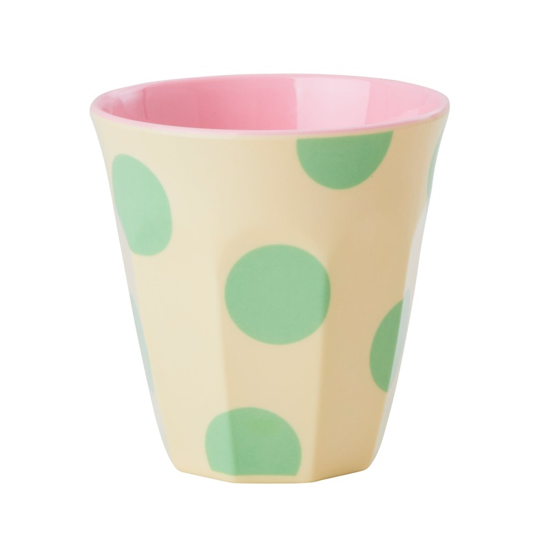 Rice DK Melamine Cup with Green Dot Print - Two Tone - Medium