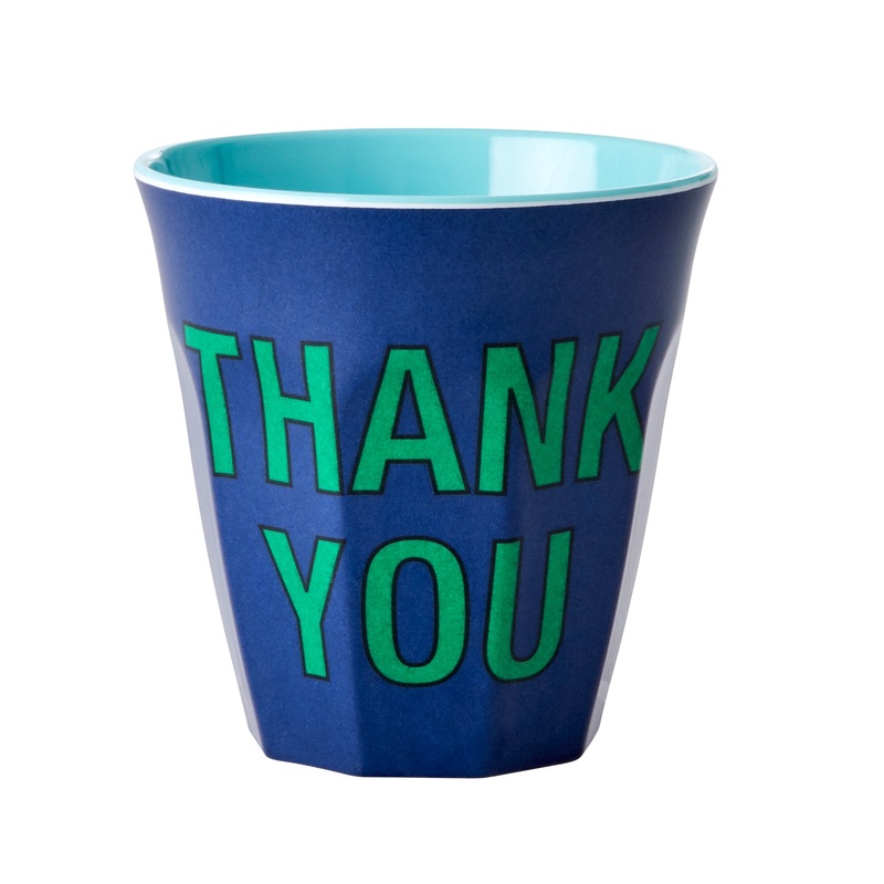 Rice DK Melamine Cup with 'Thank You' - Dark Blue - Medium