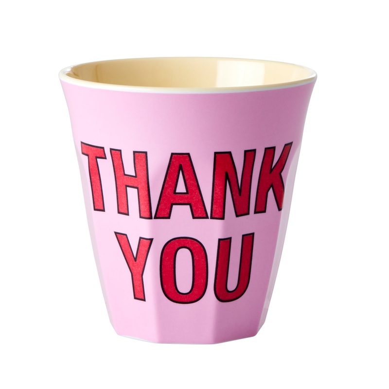 Rice DK Melamine Cup with 'Thank You' - Pink - Medium