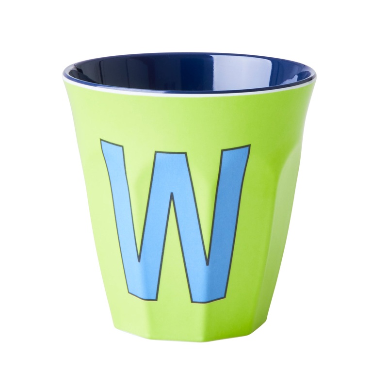 Rice DK Melamine Cup with The Letter W - Lime Green - Two Tone - Medium