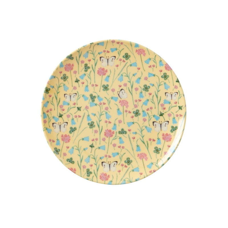 Rice DK Melamine Dessert Plate with Sweet Butterfly Print - Creme