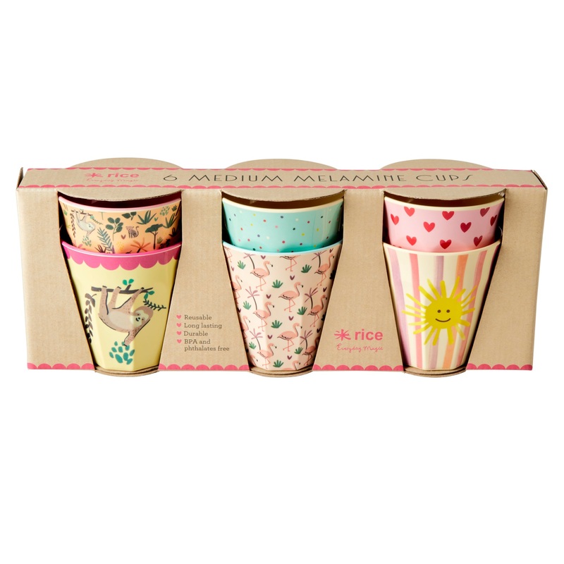Rice DK Melamine Kids Cup in Assorted Funky Prints - Medium - Giftbox