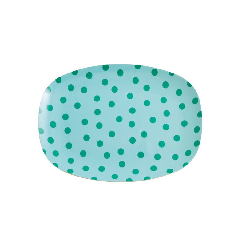 Rice DK Melamine Rectangular Plate with Green Dot Print - Small