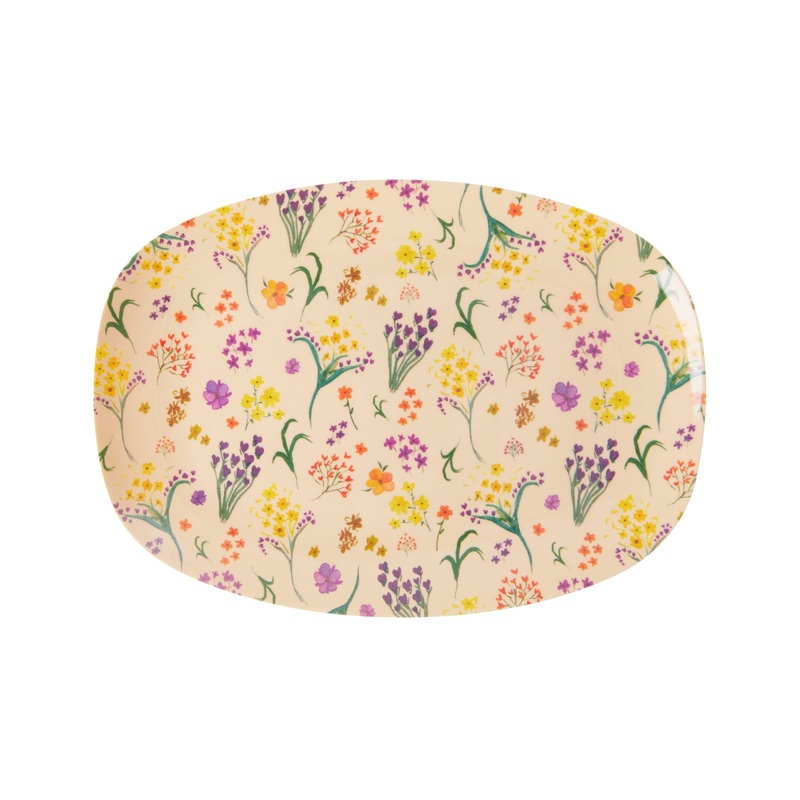 Rice DK Melamine Rectangular Plate with Wild Flower Print - Small