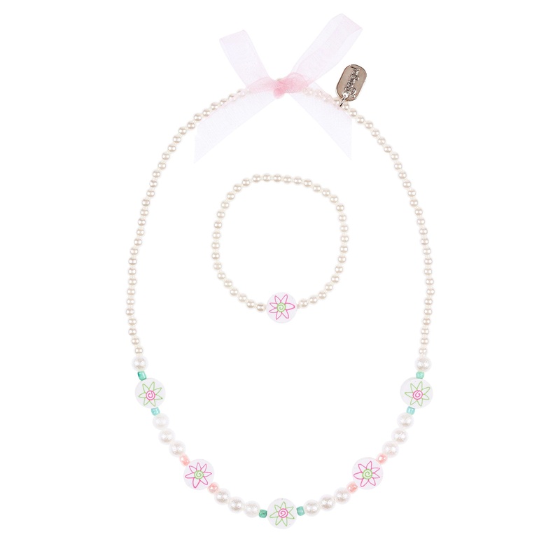 Souza Necklace & Bracelet Esma Flowers White