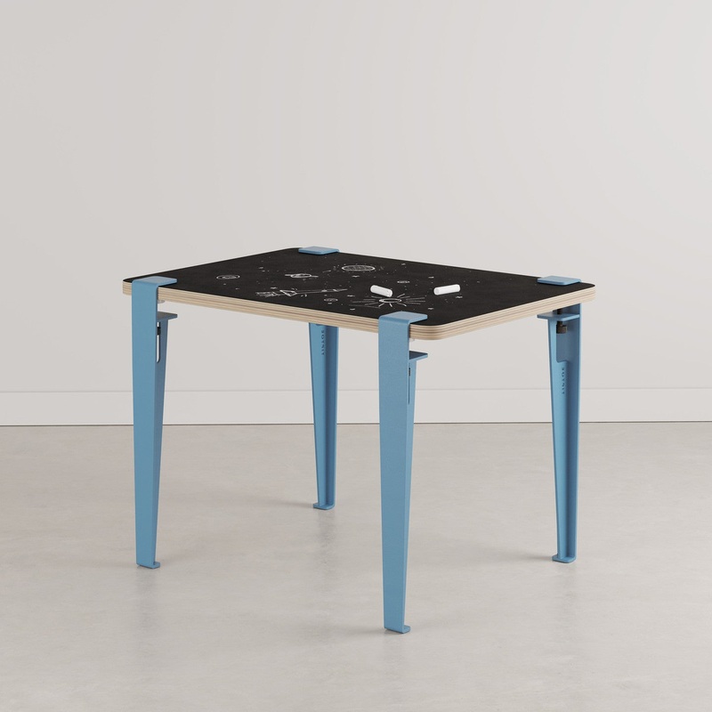 TIPTOE KIDS Desk - Vice Versa Blackboard & White Tabletop with Legs - Whale Blue - 70x50cm