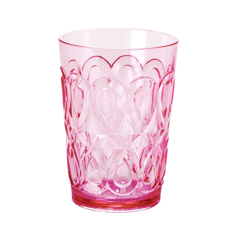 Rice DK  Acrylic Tumbler in Pink with Swirly Embossed Detail 500ml