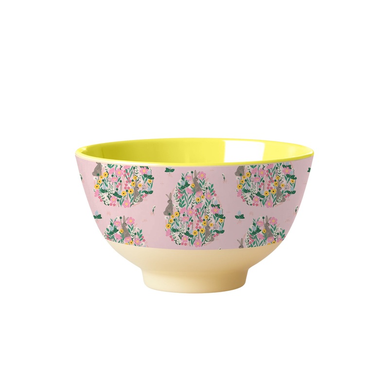 Rice DK Melamine Bowl with Bunny Print - Two Tone- Small