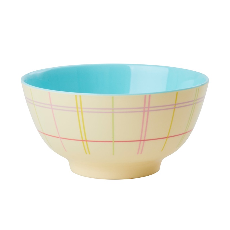 Rice DK Melamine Bowl with Multicolored Check Print - Two Tone - Medium