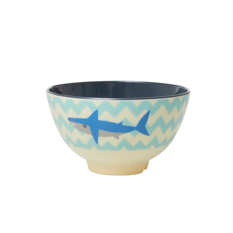Rice DK Melamine Bowl with Shark Print - Two Tone - Small