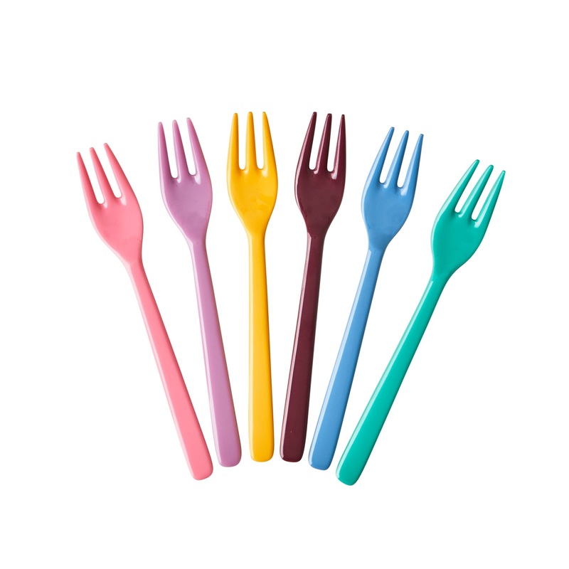 Rice DK Melamine Cake Forks in Assorted Dance Out Colors - Bundle of 6 Assorted