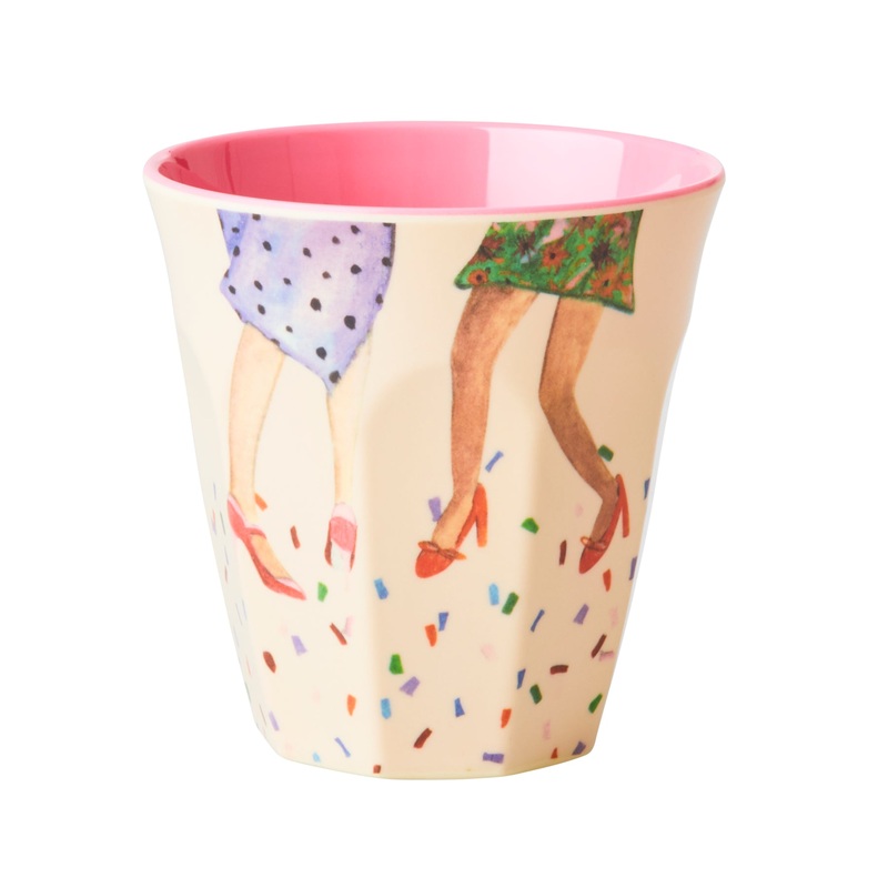 Rice DK Melamine Cup with Dancing Legs Print - Two Tone - Medium