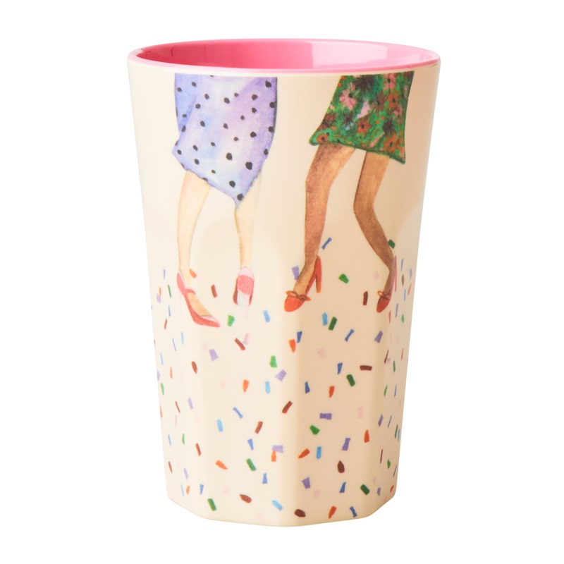 Rice DK Melamine Cup with Dancing Legs Print - Two Tone - Tall