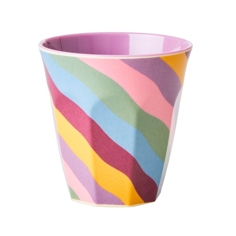 Rice DK Melamine Cup with Funky Stripes Print - Two Tone - Medium