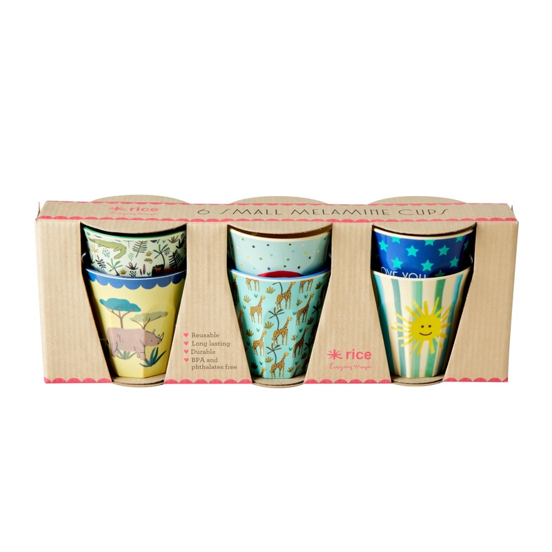 Rice DK Melamine Kids Cups with Assorted Funky Prints - Small - in Giftbox