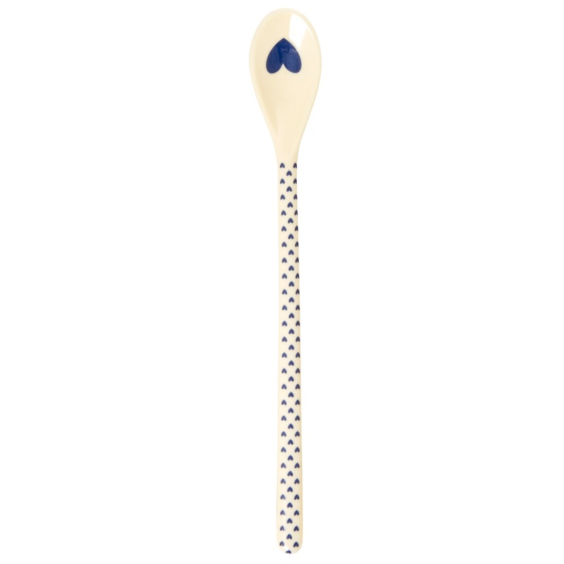 Rice DK Melamine Latte Spoon with Hearts Prints - Blue