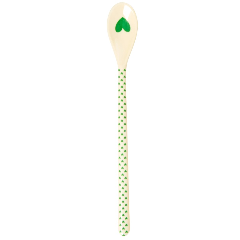 Rice DK Melamine Latte Spoon with Hearts Prints - Green