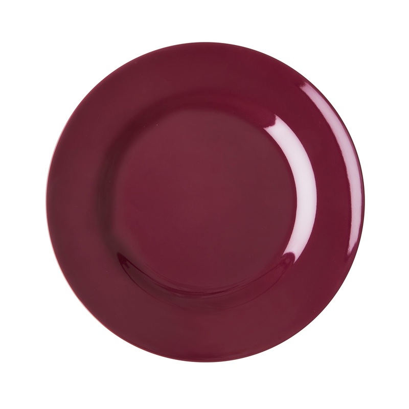 Rice DK Melamine Round Side Plates in Maroon