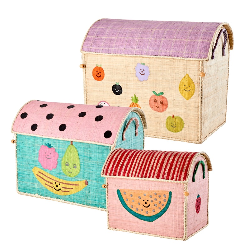 Rice DK Raffia Toy Baskets with Fruits Small