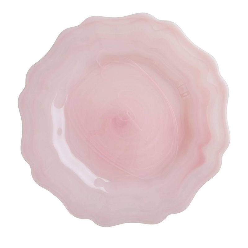 Rice DK Alabaster Glass Dinner Plate in Soft Pink - 28cm Pink