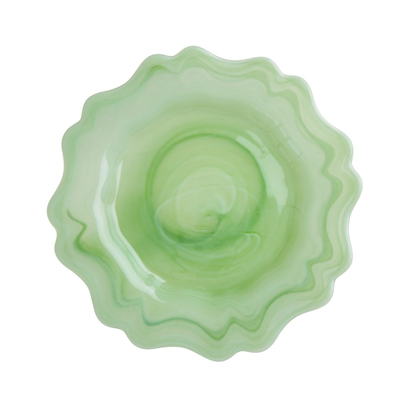 Rice DK Alabaster Glass Side Plate in Green 21cm Green