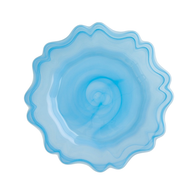 Rice DK Alabaster Glass Side Plate in Sky Blue 21cm Sky Blue