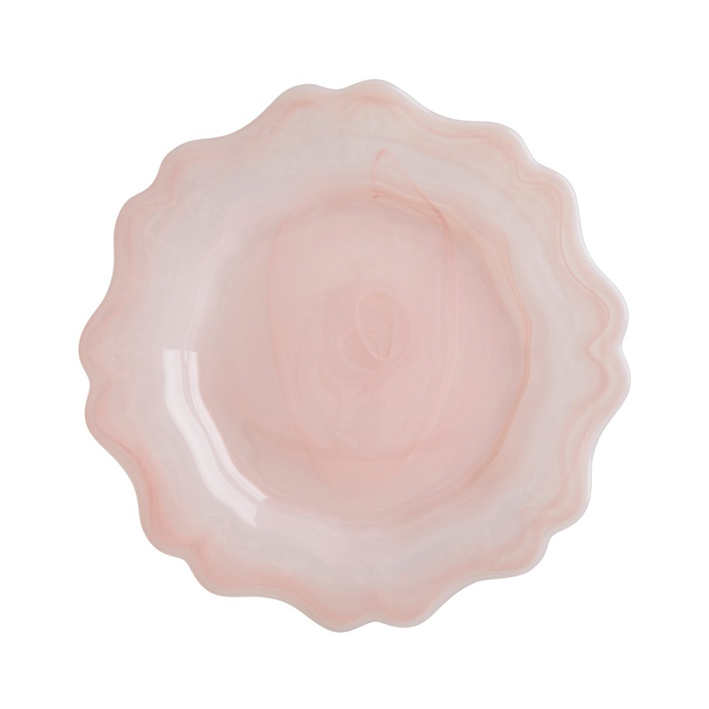 Rice DK Alabaster Glass Side Plate in Soft Pink - 21cm Pink