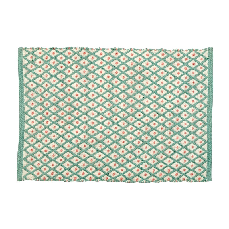 Rice DK Handmade Recycled Plastic Floor Mat with Mint Harlequin Print