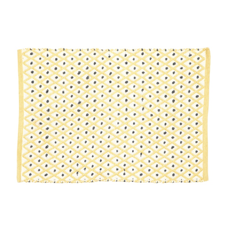 Rice DK Handmade Recycled Plastic Floor Mat with Yellow Harlequin Print