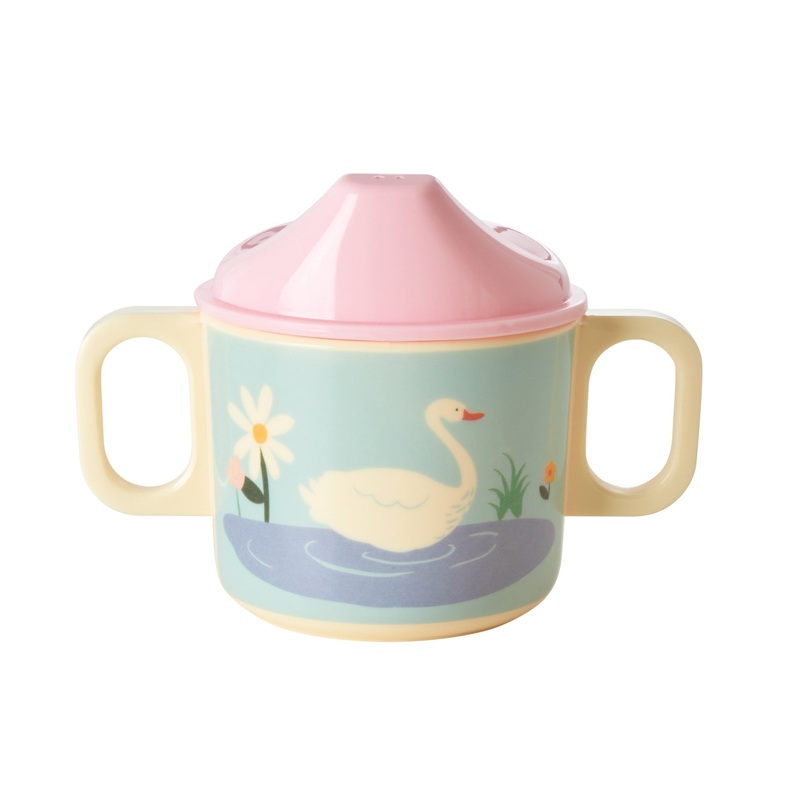 Rice DK Melamine 2 Handle Baby Cup with Swan Print