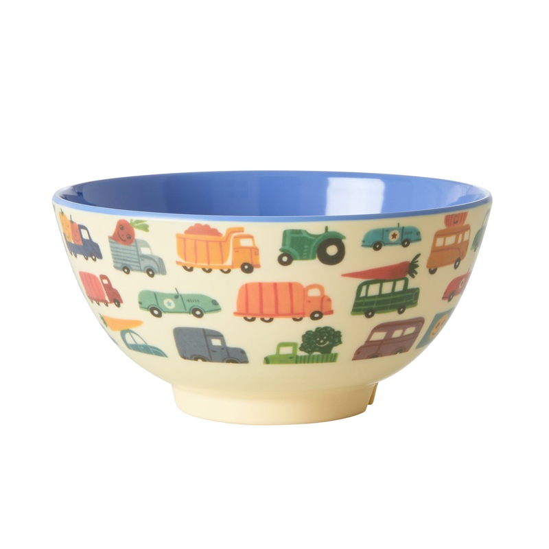 Rice DK Melamine Bowl with Happy Cars Print Two Tone - Medium