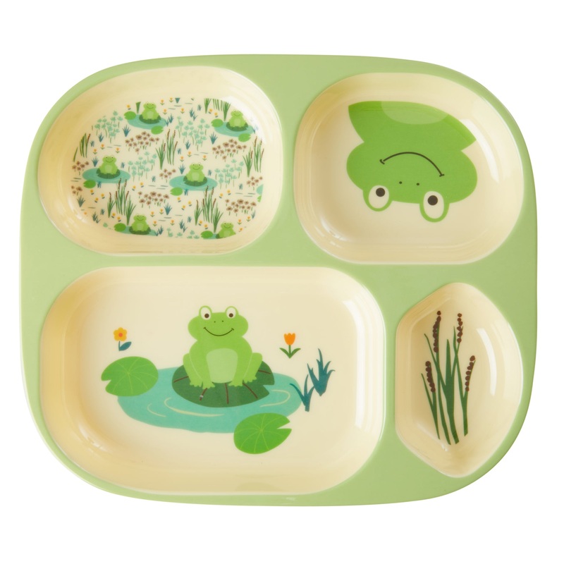 Rice DK Melamine Kids 4 Room Plate with Frog Print
