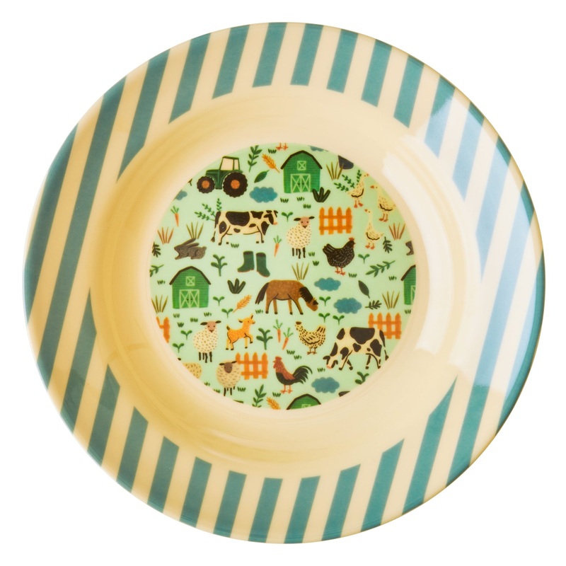 Rice DK Melamine Kids Bowl with Blue Farm Print