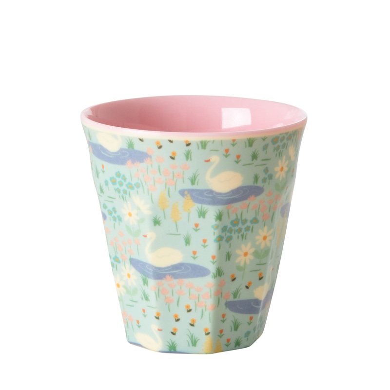 Rice DK Melamine Kids Cup with Swan Print - Small