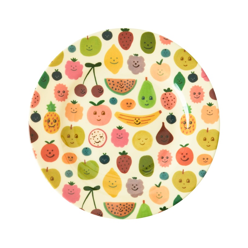Rice DK Melamine Kids Lunch Plate with Happy Fruits Print