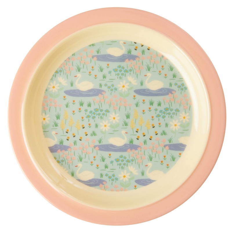 Rice DK Melamine Kids Lunch Plate with Swan Print