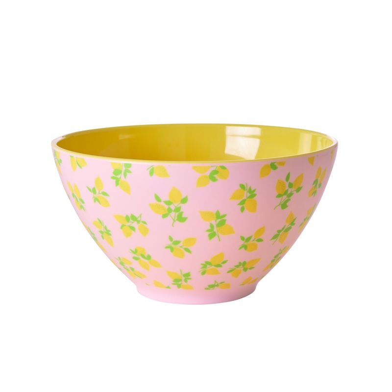Rice DK Melamine Salad Bowl with Lemon Print - Two Tone