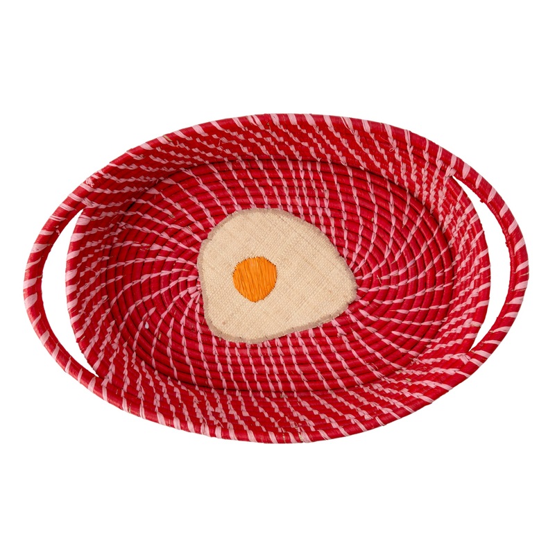 Rice DK Raffia Oval Bread Basket Fried Egg - Red