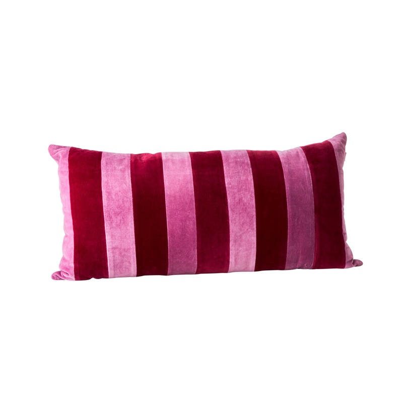 Rice DK Rectangular Cushion with Purple and Maroon Stripes - Large Maroon and Purple