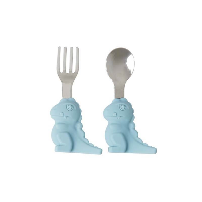 Rice DK Stainless Steel Kids Cutlery with Dino Handle - Blue