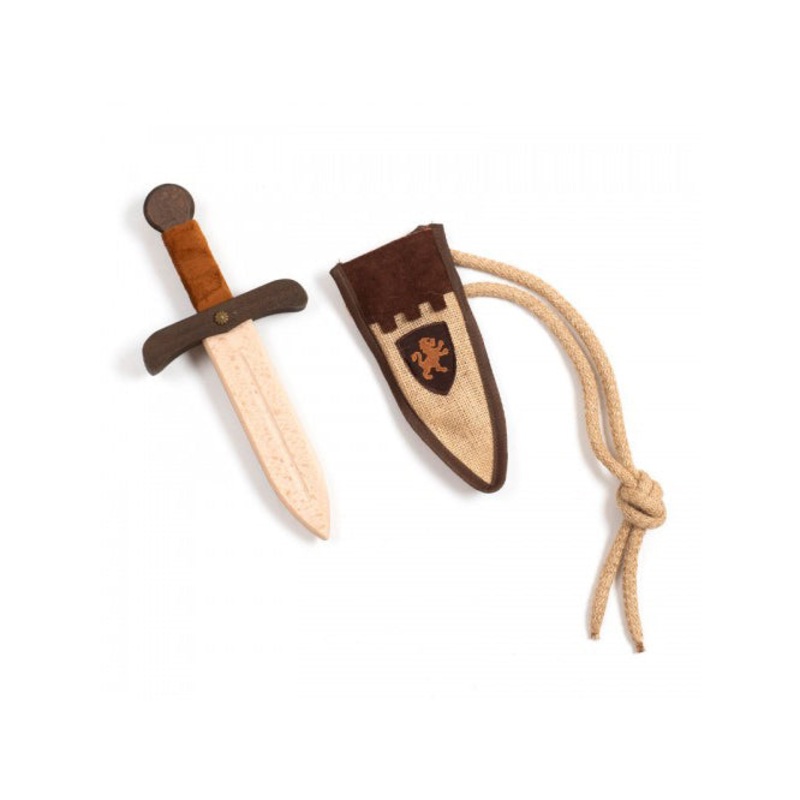 Kalid Medieval Dagger Rustik Natur + Pouch Lion-dragon