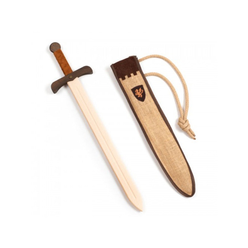 Kalid Medieval Sword Kamelot Natural L + Felt Pouch Brown