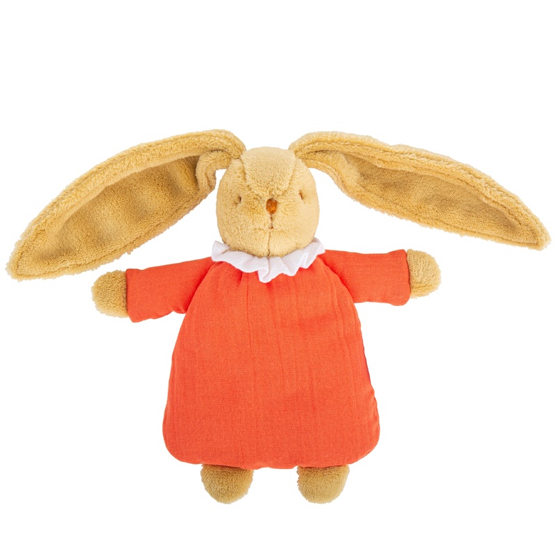 Trousselier Soft Bunny Fluffy with Rattle 20cm - Orange Organic Cotton