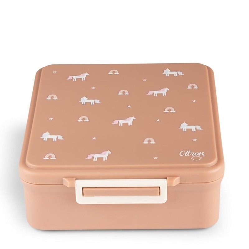 Citron Grand Lunchbox with Insulated Food Jar and Saucer - Unicorn - Blush Pink